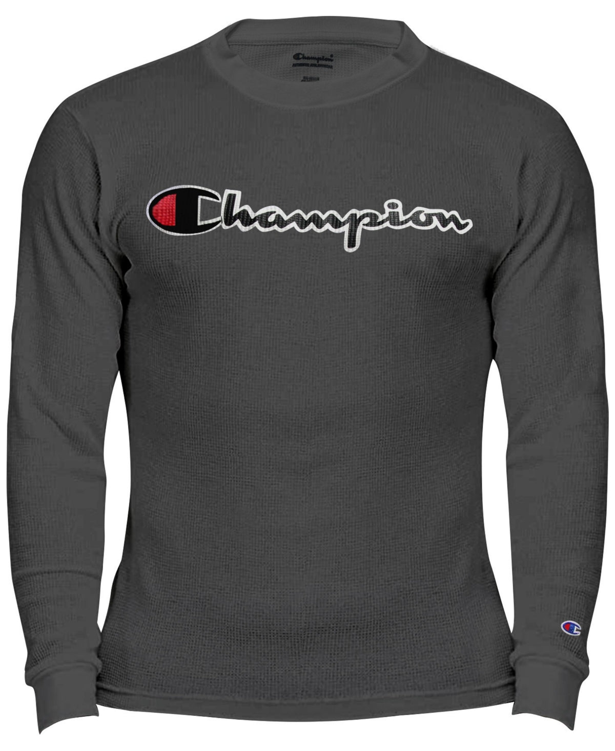 Champion Men's Big & Tall Thermal Logo Print Shirt Grey Size XXXX-Large