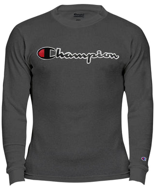 Champion Men's Big & Tall Thermal Logo Print Shirt Grey Size XXXX-Large