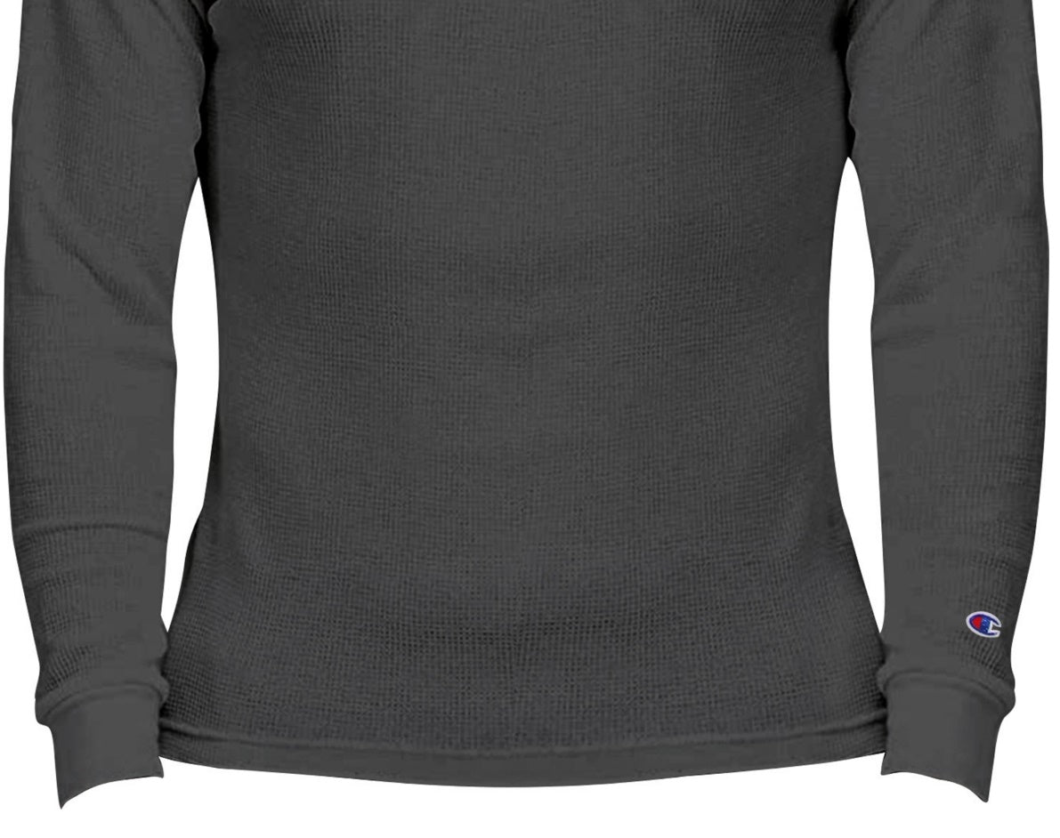 Champion Men's Big & Tall Thermal Logo Print Shirt Grey Size XXXX-Large