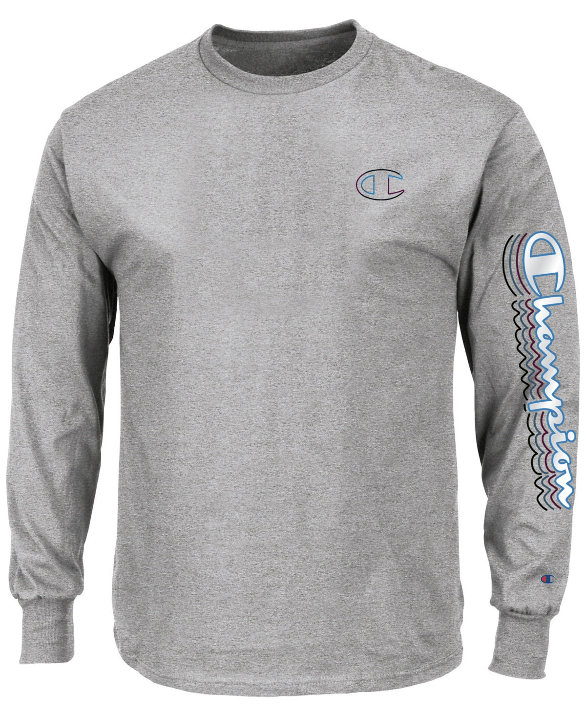 Champion Men's Graphic Logo Long Sleeve T-Shirt Gray Size Medium