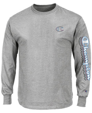 Champion Men's Graphic Logo Long Sleeve T-Shirt Gray Size XX-Large