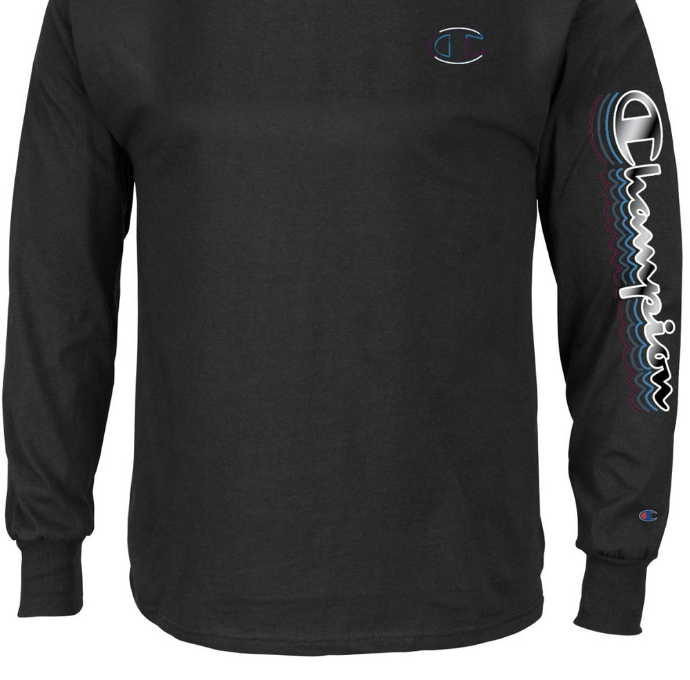 Champion Men's Big & Tall Graphic Logo Long Sleeve T-Shirt Black Size XX-Large