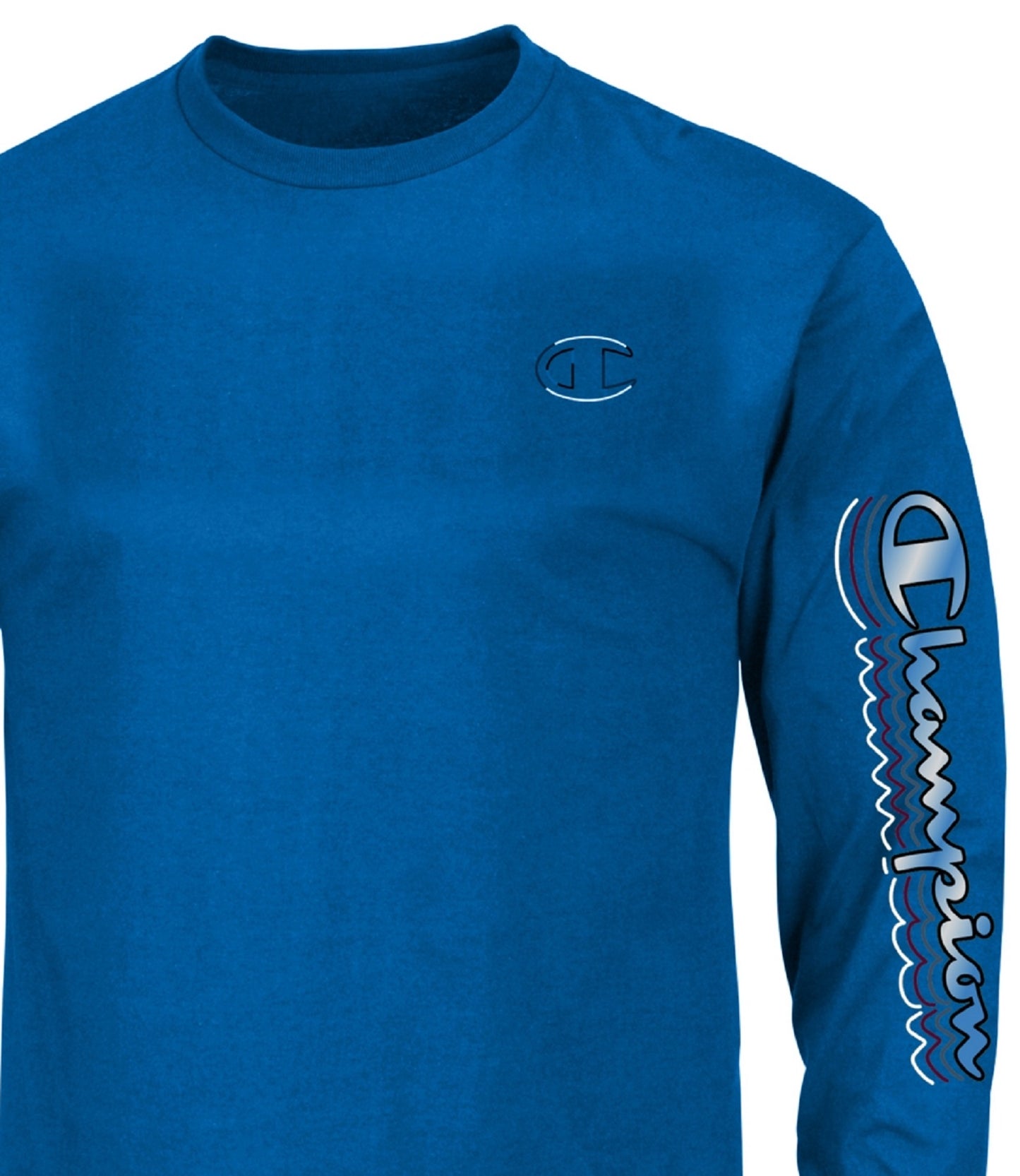 Champion Men's Graphic Logo Long Sleeve T-Shirt Blue Size Medium