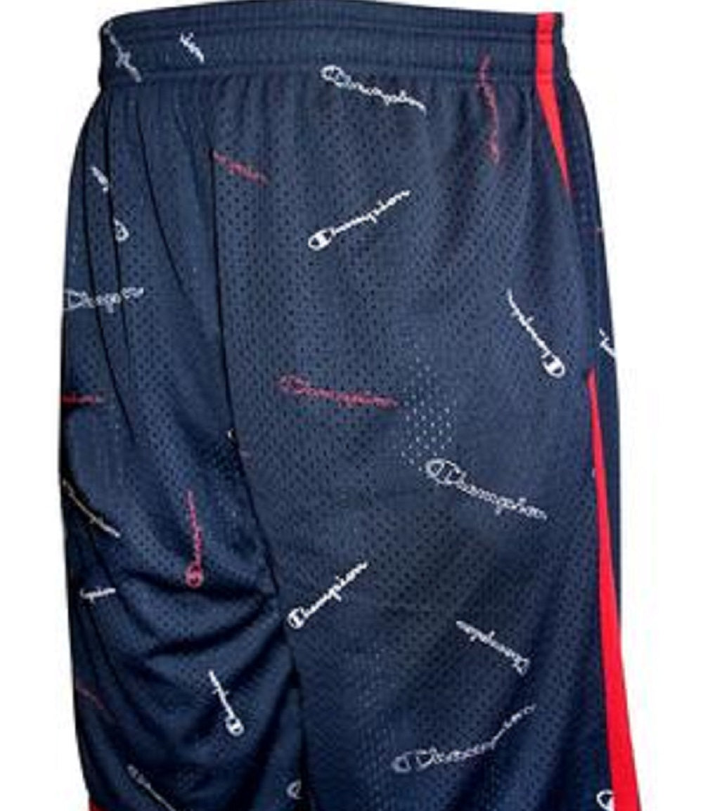 Champion Men's Allover Classic Logo Taped Mesh Shorts Blue Size XX-Large