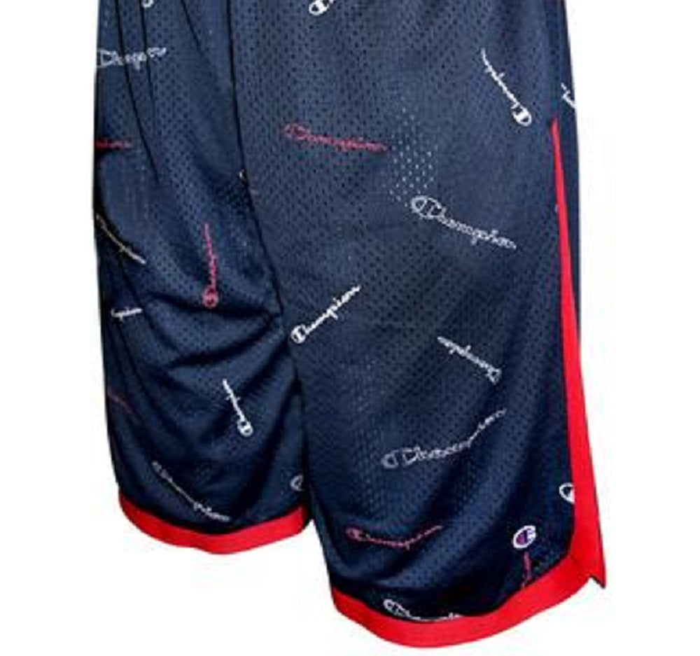 Champion Men's Allover Classic Logo Taped Mesh Shorts Blue Size XX-Large