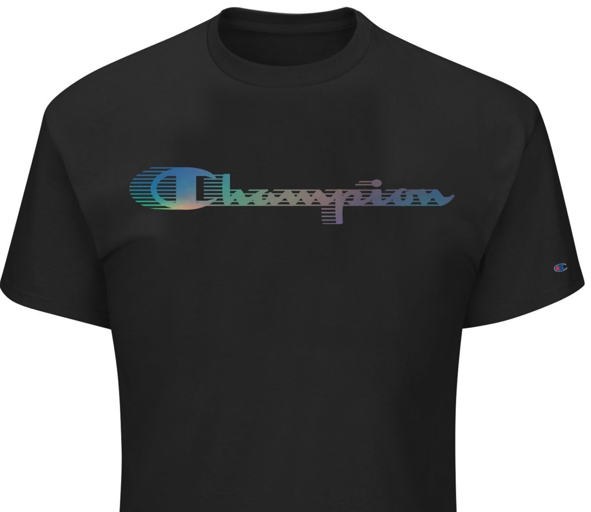 Champion Men's Classic Anaglyph Logo Short Sleeve T-Shirt Black Size XXX-Large
