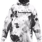 Champion Men's Relaxed Fit Tie Dye Logo Fleece Hoodie White X-Large
