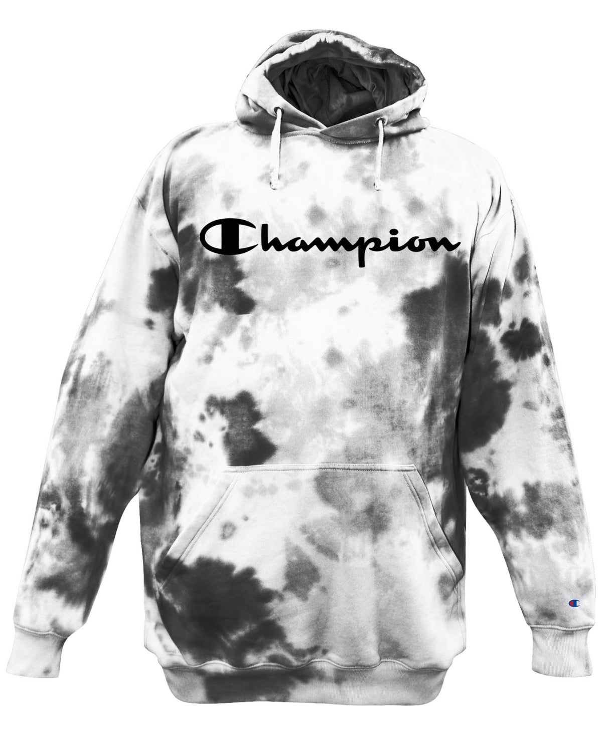 Champion Men's Relaxed Fit Tie Dye Logo Fleece Hoodie White X-Large