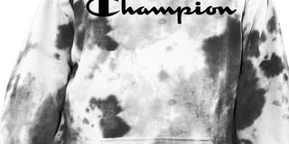 Champion Men's Relaxed Fit Tie Dye Logo Fleece Hoodie White X-Large