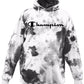 Champion Men's Relaxed Fit Tie Dye Logo Fleece Hoodie White Size Medium