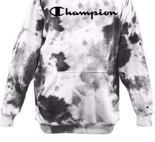 Champion Men's Relaxed Fit Tie Dye Logo Fleece Hoodie White Size Medium