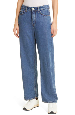 Rag & Bone Women's Featherweight Logan Wide Leg Jeans Blue Size 26