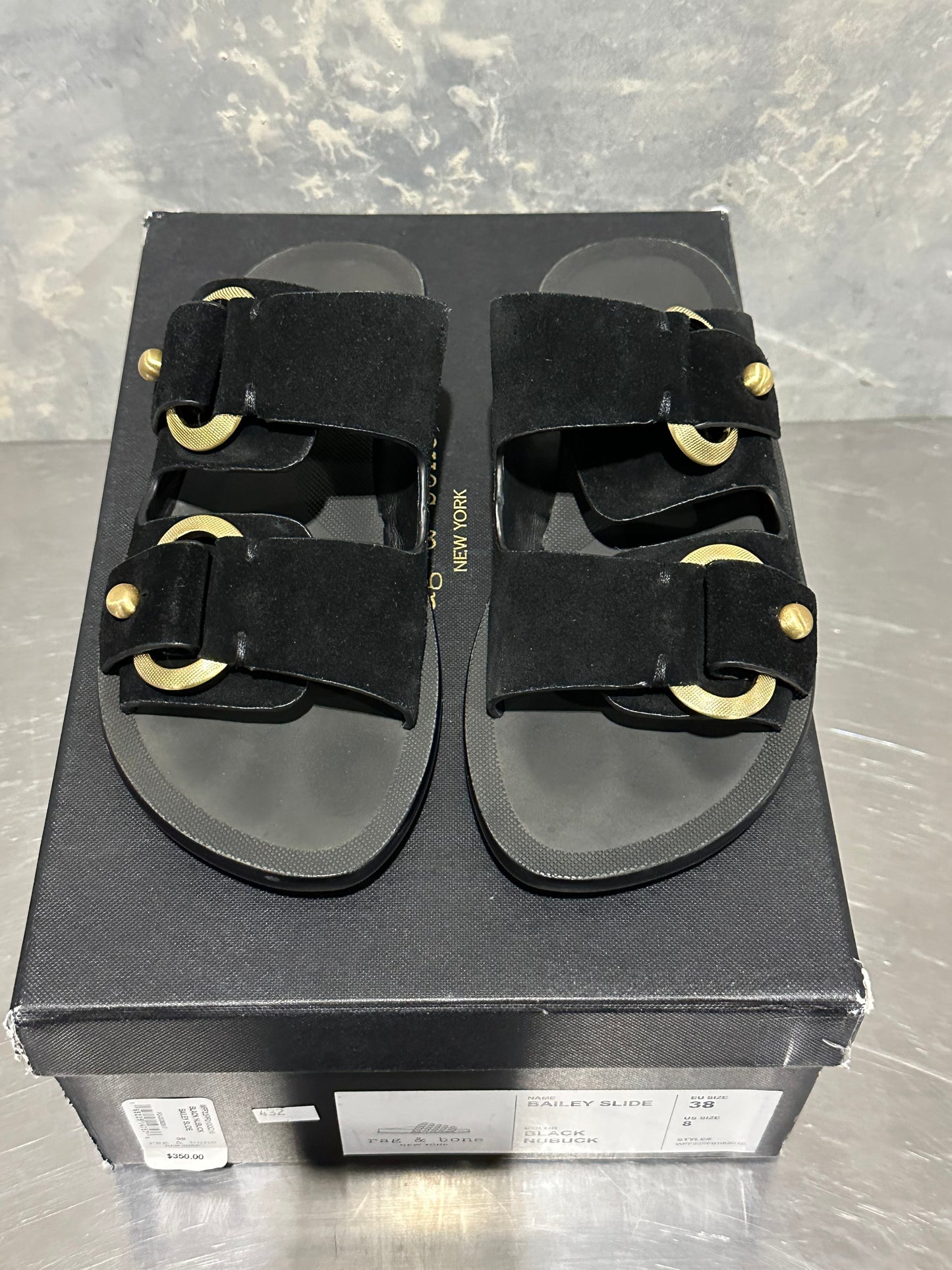 Rag & Bone Women's Bailey Slide Sandal Black Size 8