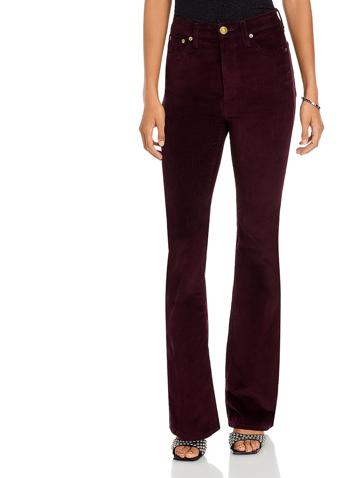 rag & bone Casey Corduroy High Rise Flare Jeans Burgundy