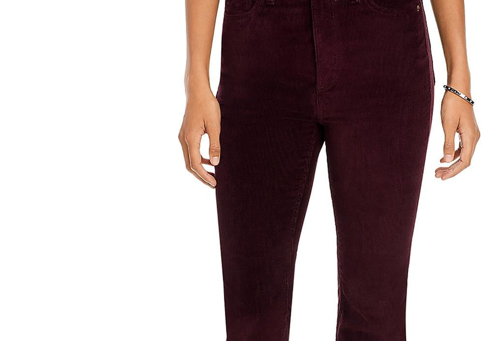 rag & bone Casey Corduroy High Rise Flare Jeans Burgundy