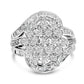 Sterling Silver 1.0 Cttw Diamond Swirl Cluster Cocktail Ring