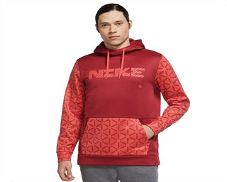 Nike Men'sTherma FIT Printed Training Hoodie Red Size Large