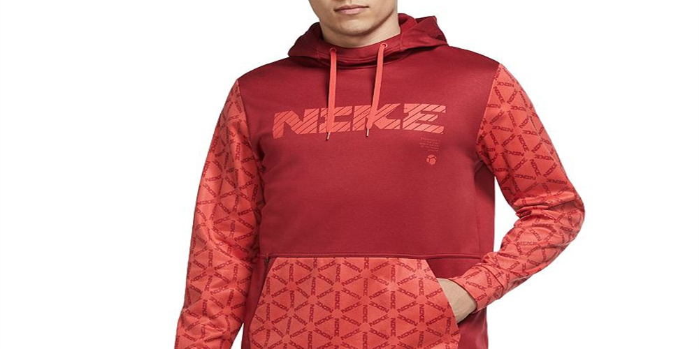 Nike Men'sTherma FIT Printed Training Hoodie Red Size Large