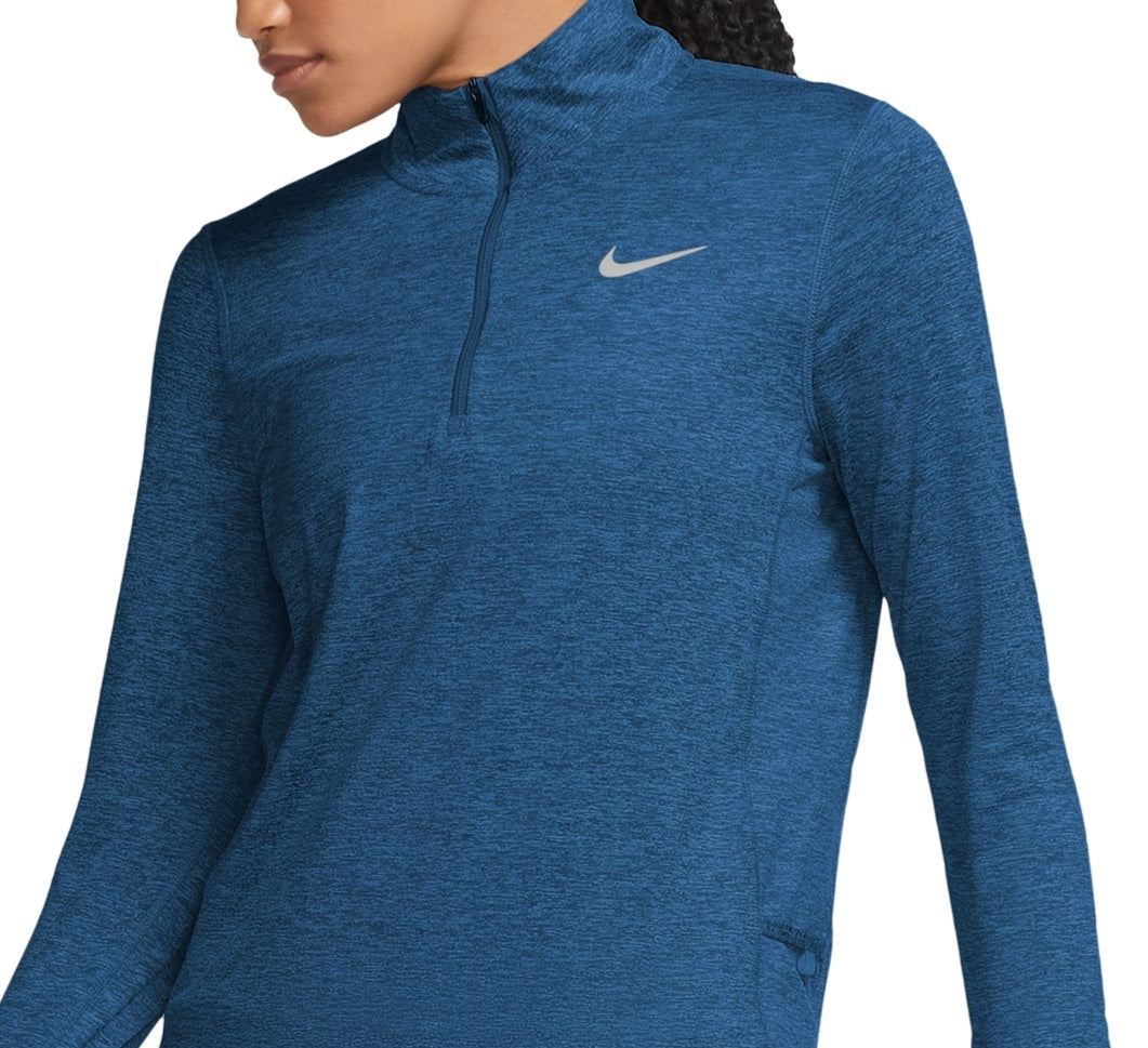 Nike Women's Element Dri Fit Half Zip Running Top Blue Size X-Large