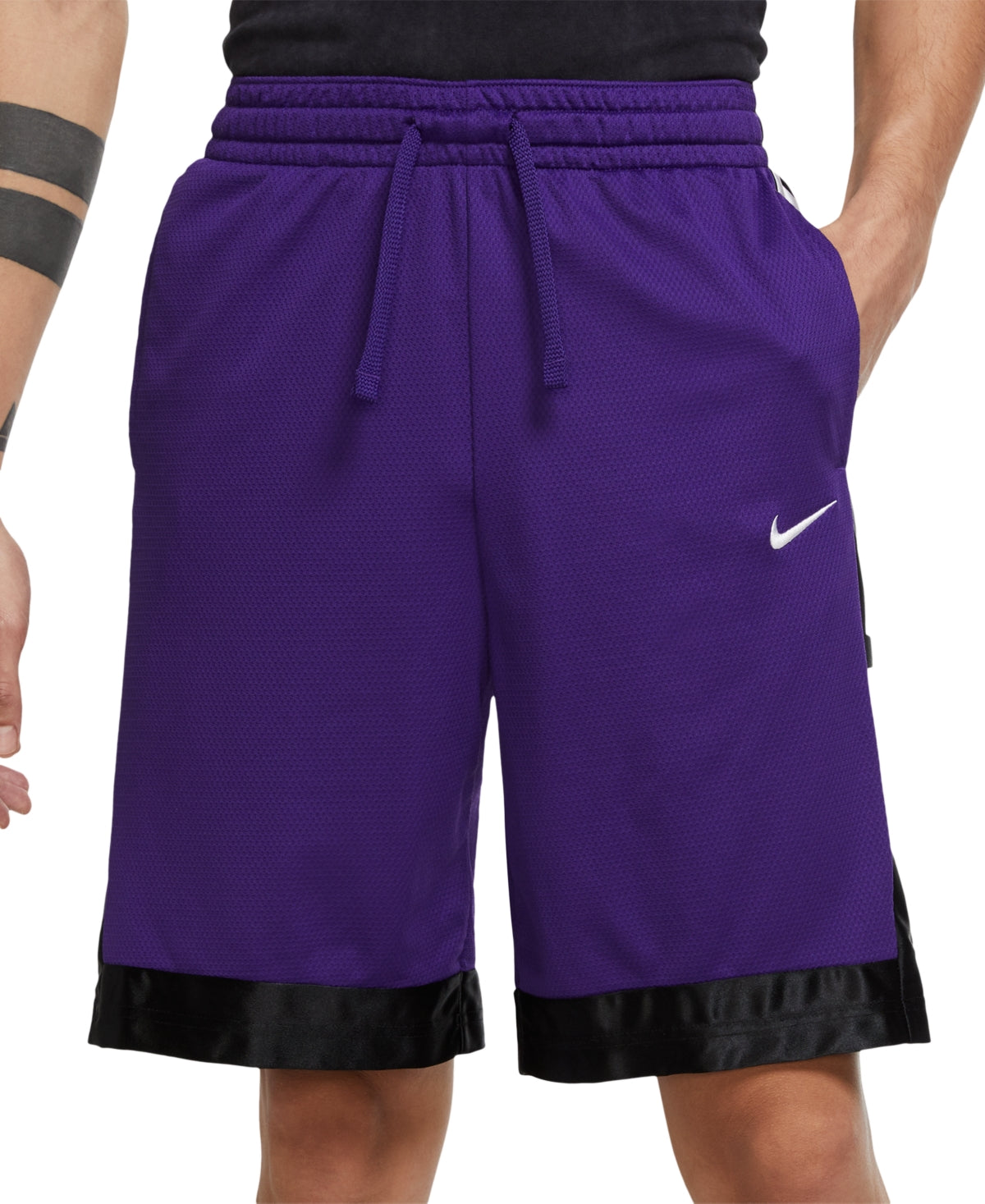 Nike Men's Dri FIT Elite Stripe Basketball Shorts Purple Size Large