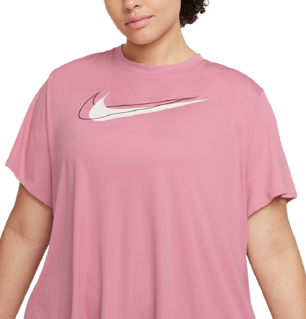 Nike Women's Moisture Wicking Logo Graphic Short Sleeve Round Neck Active Wear T-Shirt Pink Size 2X