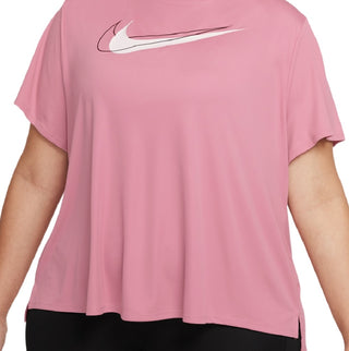 Nike Women's Moisture Wicking Logo Graphic Short Sleeve Round Neck Active Wear T-Shirt Pink Size 2X