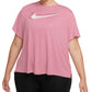 Nike Women's Moisture Wicking Logo Graphic Short Sleeve Round Neck Active Wear T-Shirt Pink Size 2X