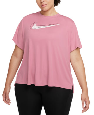 Nike Women's Moisture Wicking Logo Graphic Short Sleeve Round Neck Active Wear T-Shirt Pink Size 2X