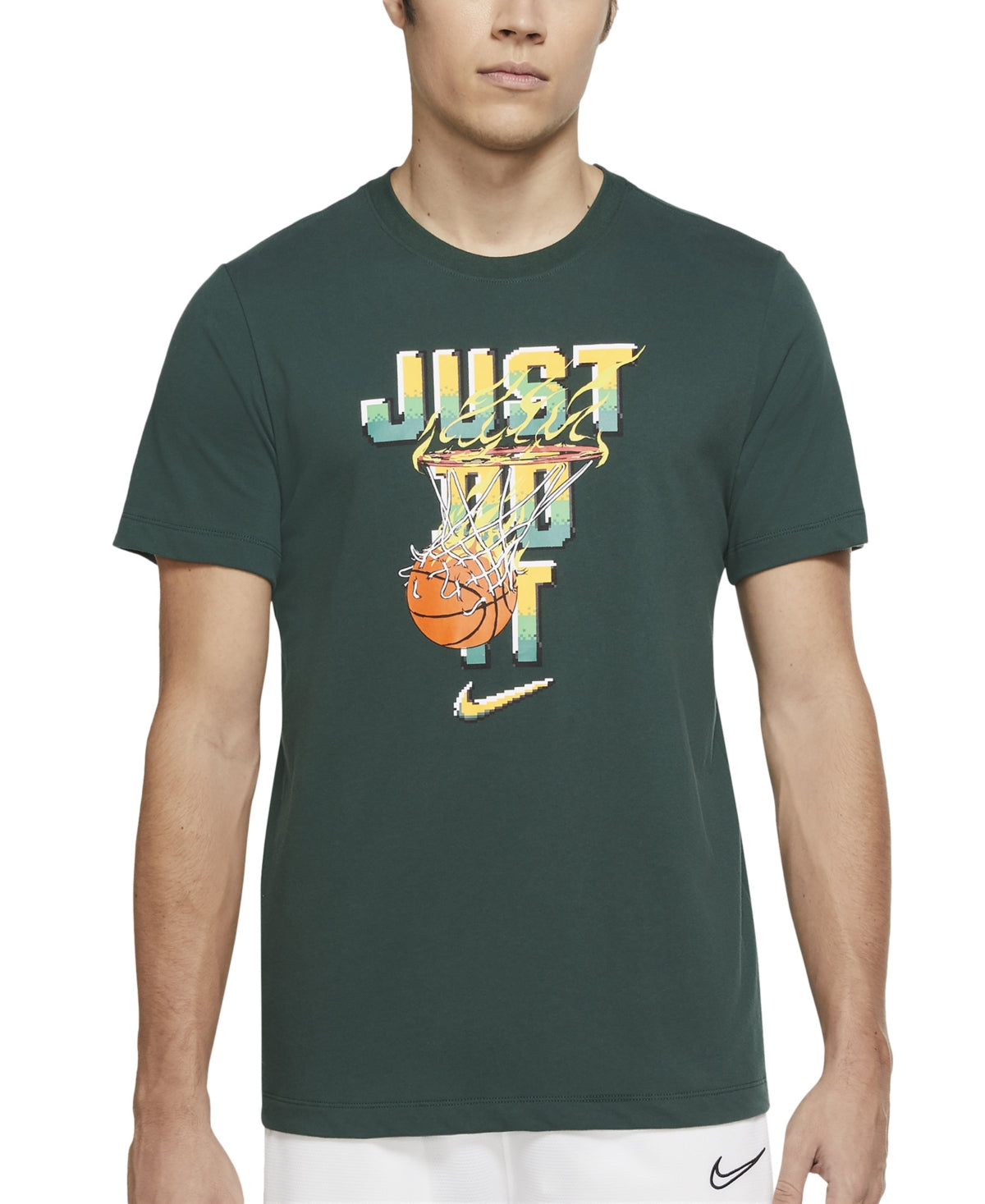 Nike Men's Just Do It Hoop T-Shirt Green Size Medium