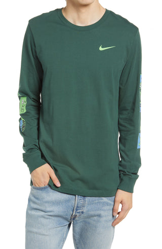 Nike Men's Basketball Graphic Long Sleeve Shirt Green Size XX-Large