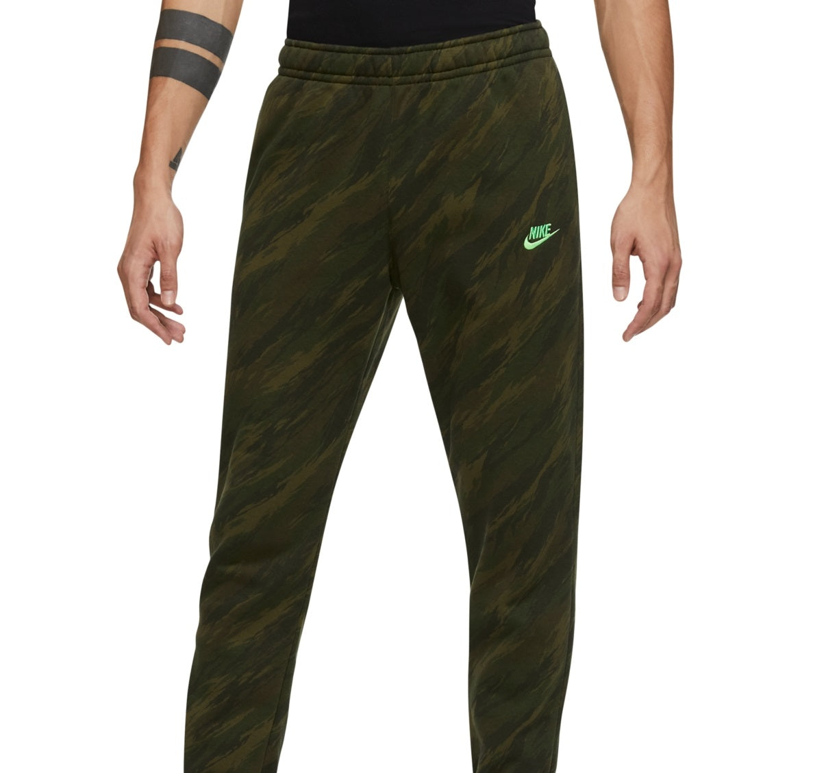 Nike Men's Camo Club Fleece Pants Green Size Medium