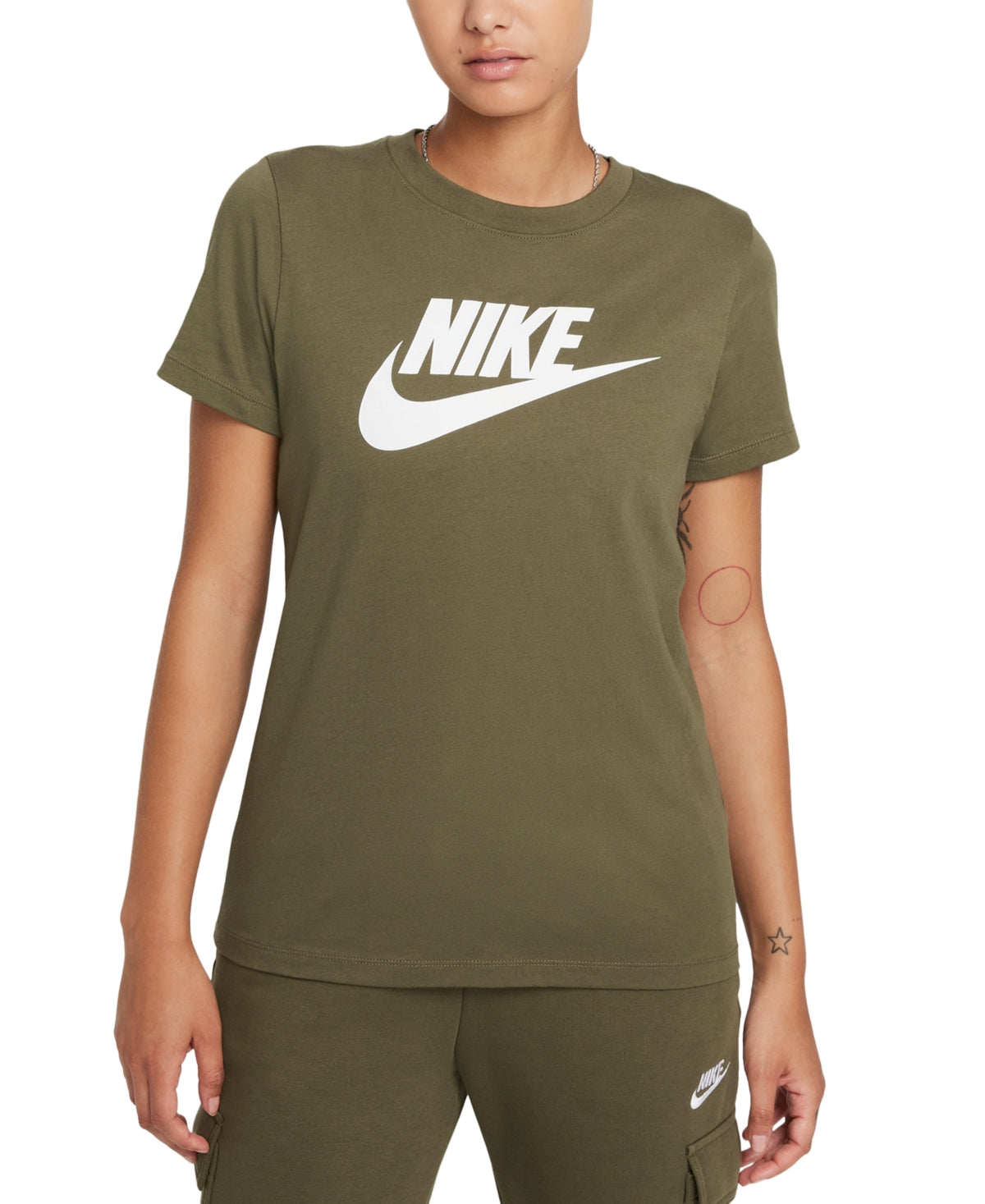 Nike Women's Sportswear Cotton Logo T-Shirt Green Size Small