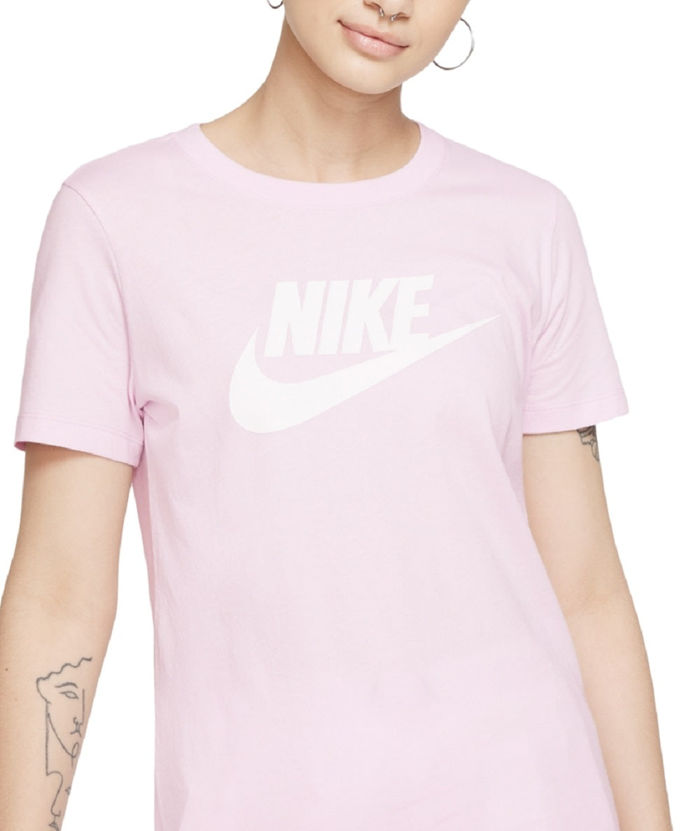 Nike Women's Sportswear Cotton Logo T-Shirt Pink Size X-Small