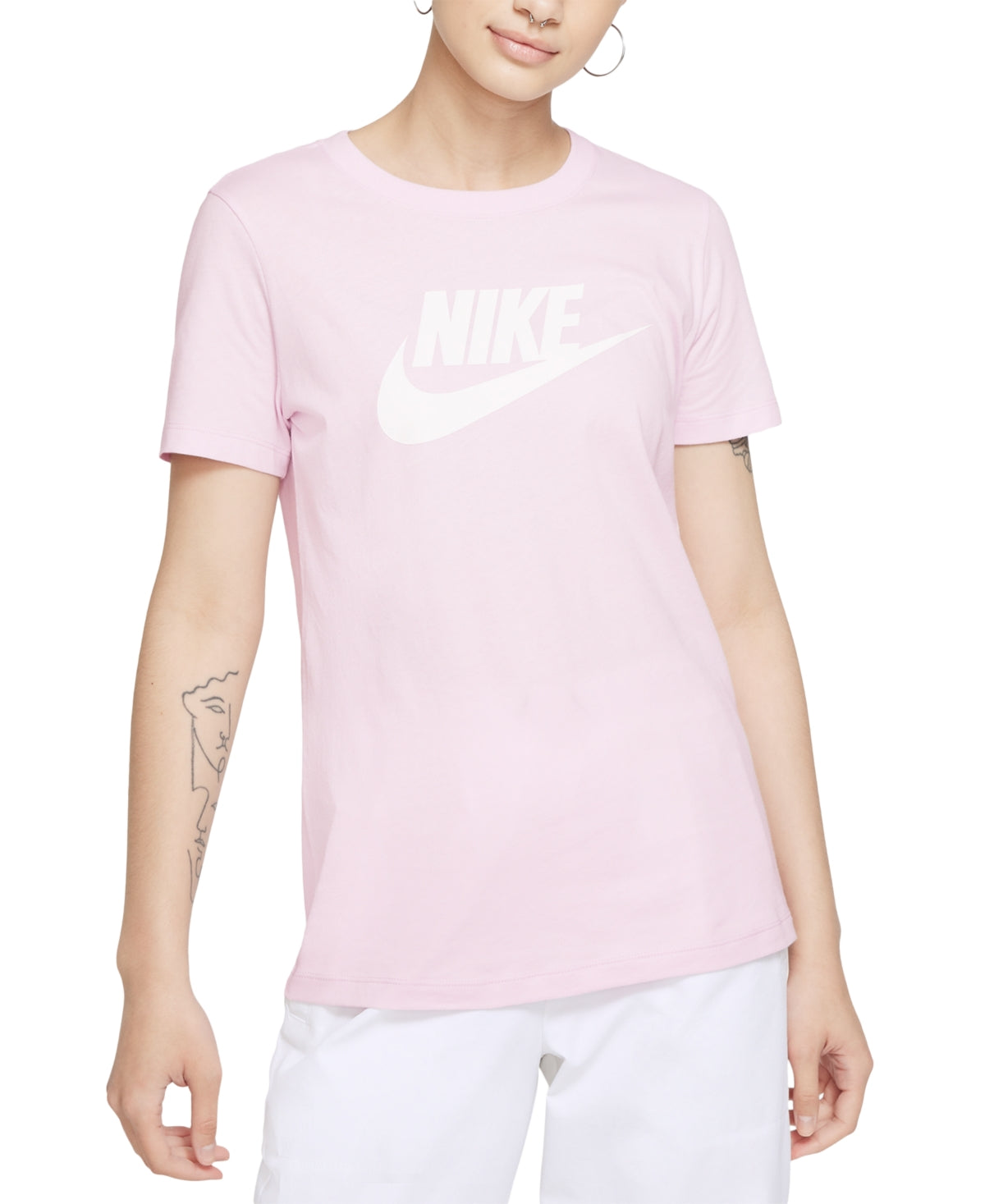 Nike Women's Sportswear Cotton Logo T-Shirt Pink Size Large