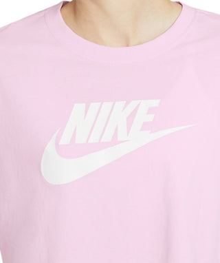 Nike Women's Sportswear Cotton Logo Cropped T-Shirt Pink Size Small