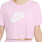 Nike Women's Sportswear Cotton Logo Cropped T-Shirt Pink Size X-Large