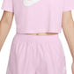 Nike Women's Sportswear Cotton Logo Cropped T-Shirt Pink Size X-Large