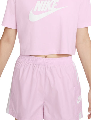 Nike Women's Sportswear Cotton Logo Cropped T-Shirt Pink Size X-Large