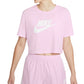 Nike Women's Sportswear Cotton Logo Cropped T-Shirt Pink Size X-Large