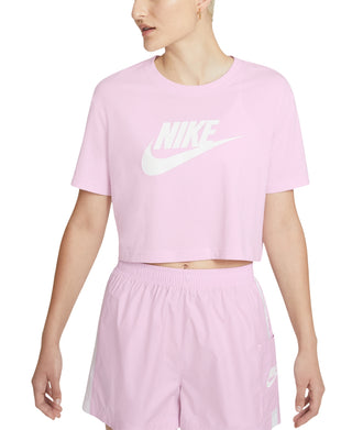 Nike Women's Sportswear Cotton Logo Cropped T-Shirt Pink Size X-Large