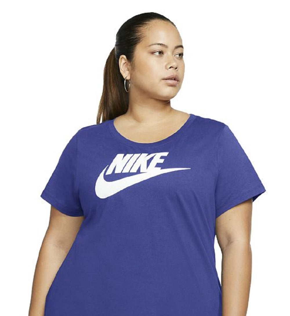 Nike Women's Sportswear Cotton Logo T-Shirt Blue Size 1X