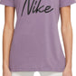 Nike Women's Dri Fit Script Logo Training T Shirt Purple Size Medium