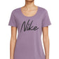 Nike Women's Dri Fit Script Logo Training T Shirt Purple Size Large