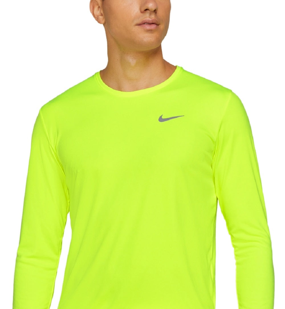 Nike Men's Dri Fit Miler Long Sleeve Running Shirt Yellow Size XX-Large