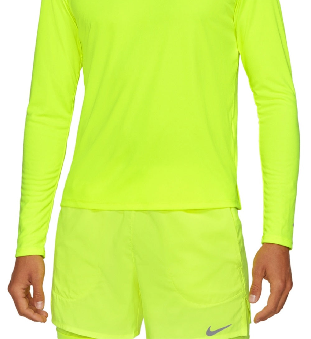 Nike Men's Dri Fit Miler Long Sleeve Running Shirt Yellow Size XX-Large