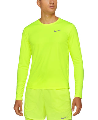 Nike Men's Dri Fit Miler Long Sleeve Running Shirt Yellow Size XX-Large