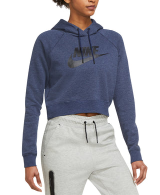 Nike Women's Sportswear Essential Cropped Hoodie Blue Size Large
