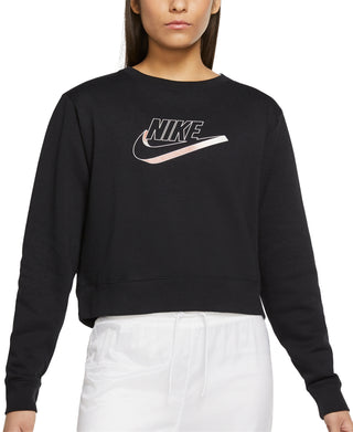 Nike Women's Easy Fleece Crewneck Top Black Size Small