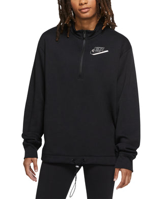 Nike Women's Easy Fleece Half Zip Top Black Size Medium