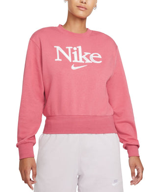 Nike Women's Femme Logo Fleece Sweatshirt Pink Size X-Large